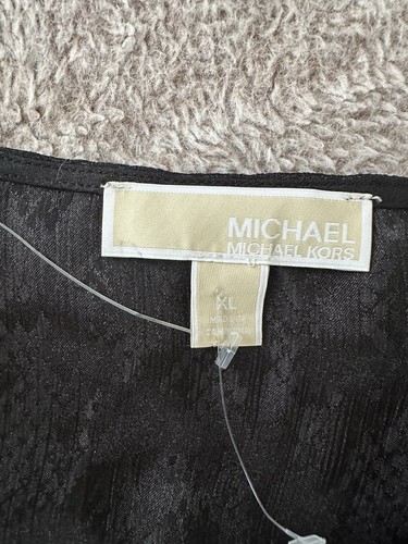 Camicetta donna Michael Kors stampa jacquard finto avvolgente peplo manica lunga top XL - Foto 7 di 11