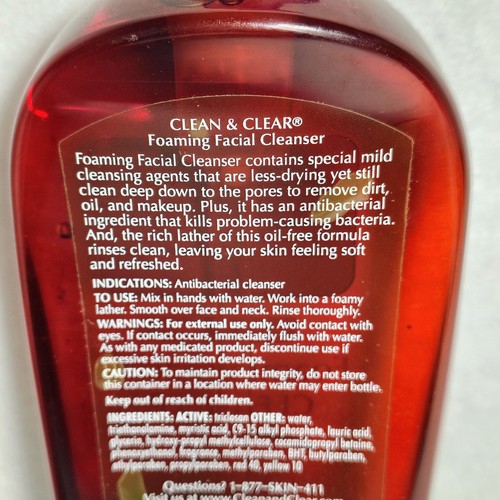 Clean & Clear ölfrei schäumender Gesichtsreiniger 8 Oz. Antibakteriell eingestellt - Bild 3 von 3