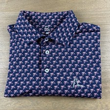 Rhoback Polo Golf Shirt Texas Flag Magnolia Pegasus AOP Performance Men  s Medium