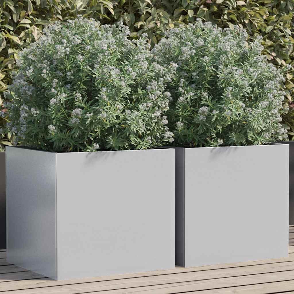 Vasi in Metallo Argento 42x40x39 cm vidaXL Acciaio Zincato Set 2