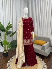 New Bollywood Designer Velvet Top Palazzo With Dupatta For Women And Girls Wear