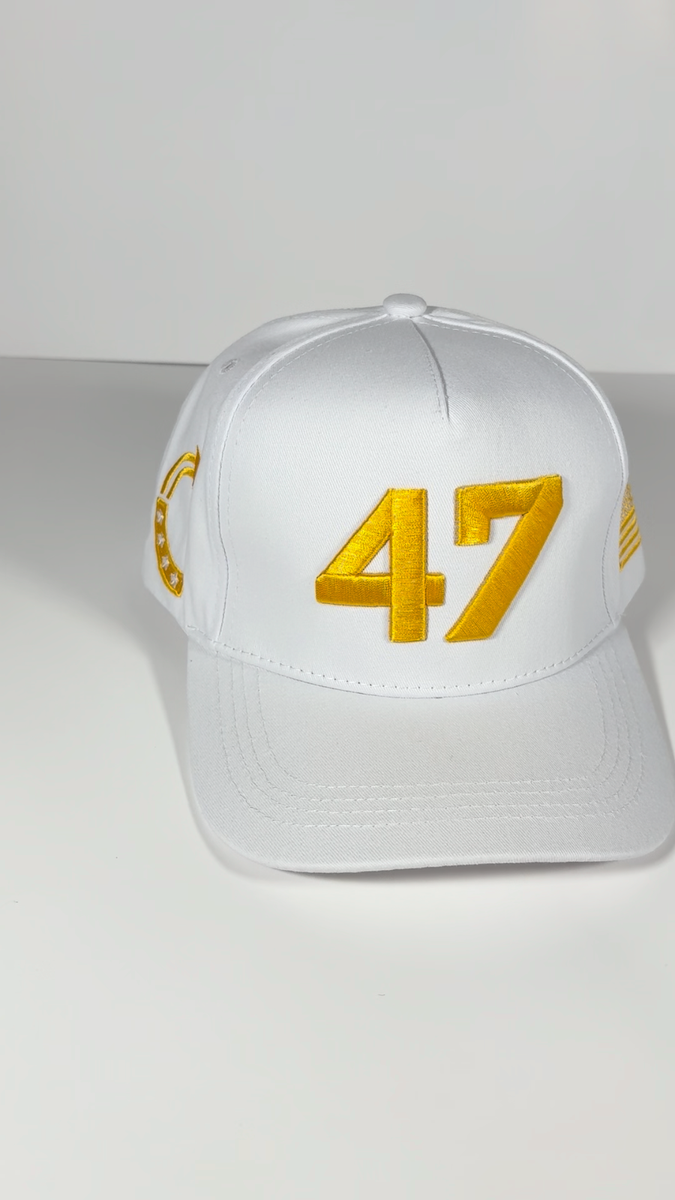 Charlie Kirk 47 White Gold Hat TPUSA Turning Point USA Adjustable