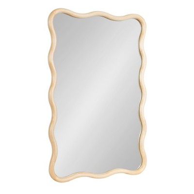 Talma Modern Scalloped Rectangle Wall Mirror, 24 x 36, Natural Wood, Rectangu...