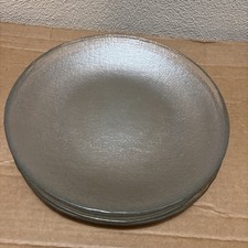 CLEAR Textured Glass DINNER PLATES 10.5 Inch Round Frosted Pebbled Set of 9