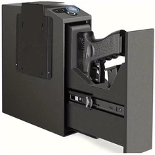 Biometric Handgun Safe Auto Slide Fingerprint Gun Box for Desk Bedside Nighstand