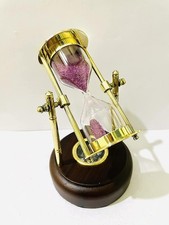 Vintage Brass Hourglass Sand Timer with Compass Base for Desk Decor
