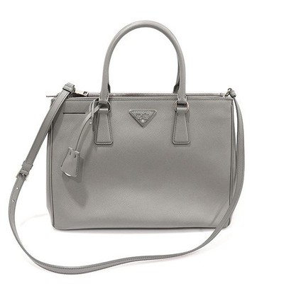 Prada Tasche Galleria Large 2WAY Saffiano Lux Grau mit Dreieckslogo 131248507