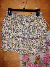Girls XL 15-17 Multicolor Floral Flare Skirt Short Pull-On Elastic Waist
