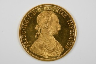 O04C21 Gold 985 Münze Dukat (4) Kaiser Franz Joseph I