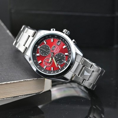 Orient Watch Men's Quartz Chronograph Red Dial Stainless Steel