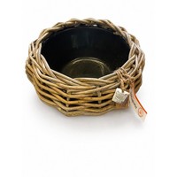 Van der Leeden Drypot Tina Pflanzschale Grau Ø 40 Cm, Rattan-Optik, Kunststoff