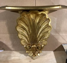 Gilt Italian Florentine Shell Mounted Wall Shelf