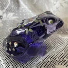 Vintage Fenton Art Glass Purple Hand Painted Frog Figurine, 3 Inches Long