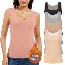 1-2 Pcs Thermal Tank Top Women Fleece Lined Underwear Tops Cami Warm Winter Vest
