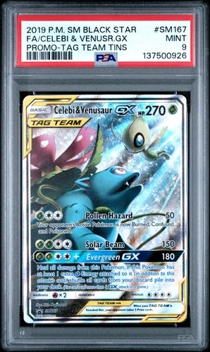 Pokemon Celebi & Venusaur GX SM167 BSP S&M Tag Team Tins Promo MINT PSA 9