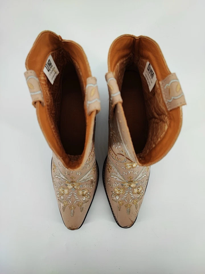 Botas de Vaquero Dingo Para Mujer Florales Bordadas Metálicas Punta Corta Talla 10M Foto 4 de 4