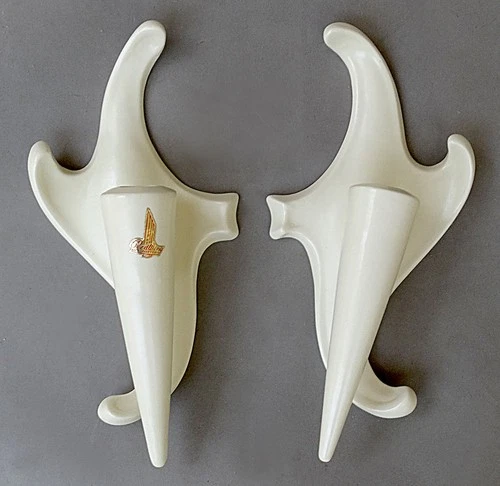 Red Wing Pottery Wall Candle Sconces Holders Ivory Redwing Mid-Century 1454 Mod