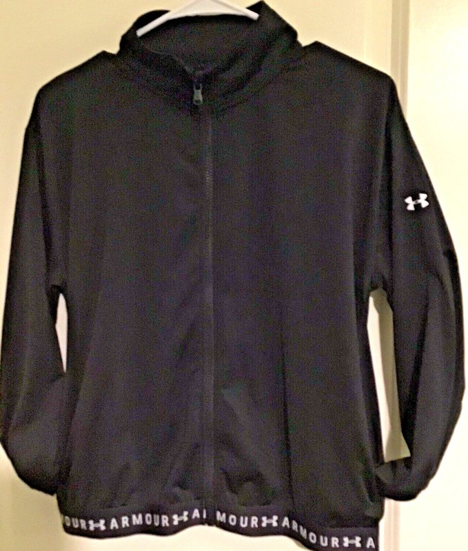 Women's Under Armour HeatGear Full-Zip Black Long Sleeve Top Size: Small Logo