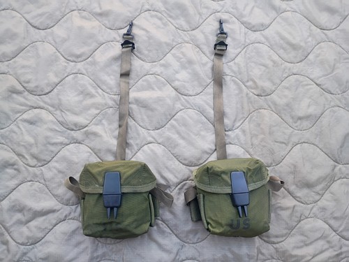 Set of 2 Vietnam Era Short 20rd US M1967 Nylon Ammo Pouches 1968 Dated