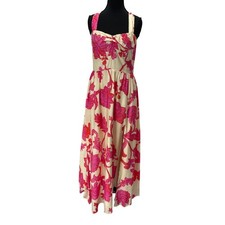 Lulus Floral Maxi Dress Womens Size Medium Pink Cream Halter Sweetheart Neckline