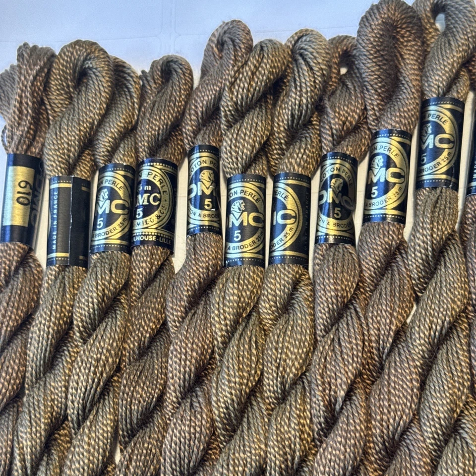 12 DMC 610 DRAB BROWN Cotton Perle #5 Pearl Embroidery Floss 25m/27.3y/5g ea - Image 2 of 2