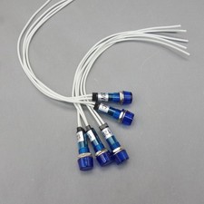 5Pcs 120V AC/DC 10mm Blue Mini LED Pilot Lights CYLINDRICAL Cap with wire