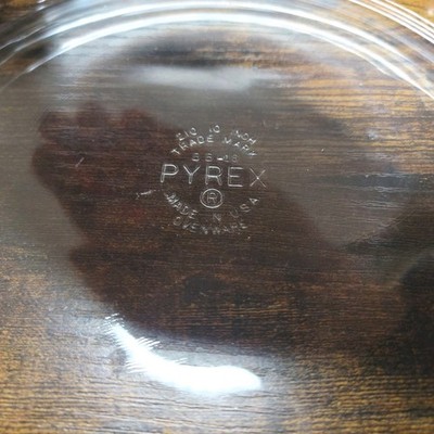 Vintage PYREX 210 Clear Glass 10 In Pie Plate Baking Dish Round Logo Back Stamp