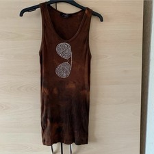 Canotta donna senza maniche Kelli Couture tinta unita marrone e nero taglia media Uk10