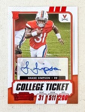 2021 Panini Contenders Draft Picks Shane Simpson Rookie Auto College Ticket #322