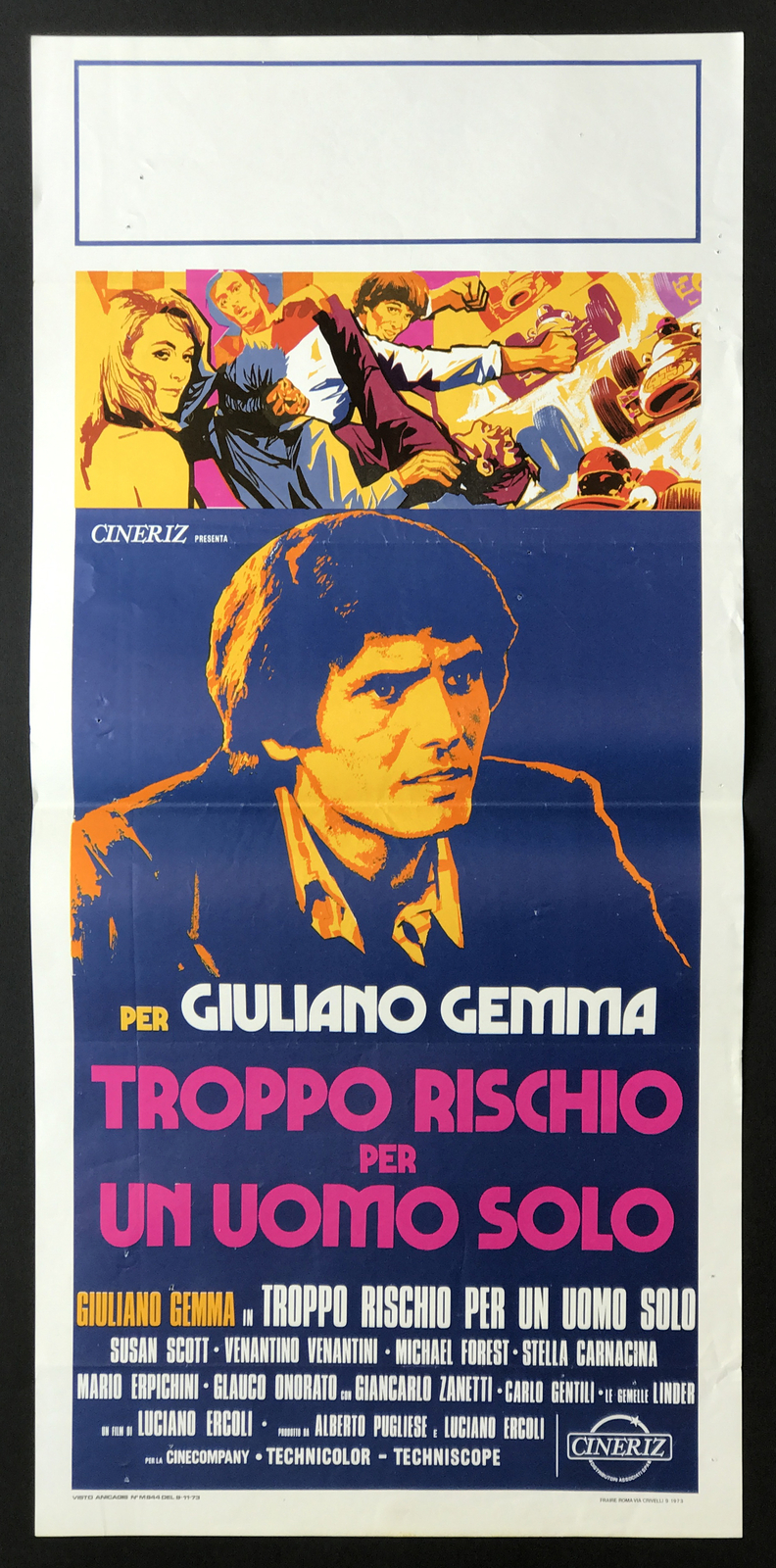Locandina originale film Troppo rischio per un uomo solo (1974) - Regia di Luciano Ercoli