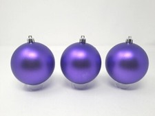 Purple Party Ornament Lot Of 3 Shatter Resistant Lightweight Christmas 3.5"
