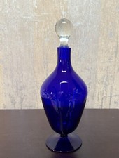 Cobalt Blue Decorative Footed Decanter 12" Bottle