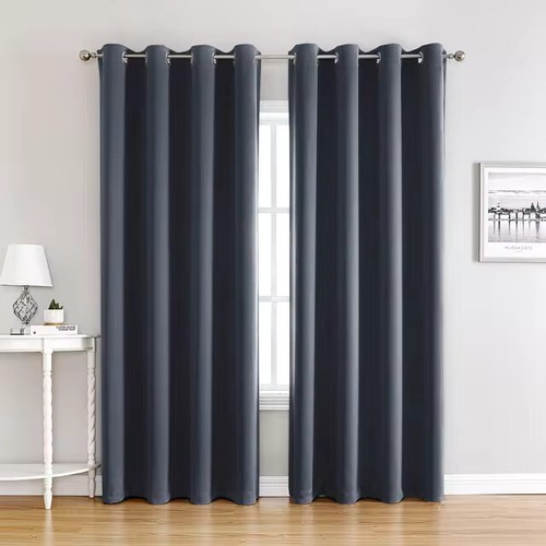 2X Blockout Curtains Thermal Bedroom 100% Blackout Curtains Fabric Pair Eyelet - Picture 29 of 36