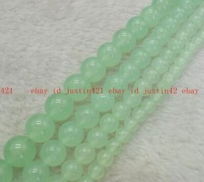 Natural 6/8/10/12/14mm Light Green Jade Round Gemstone Loose Beads 15" Strand AA