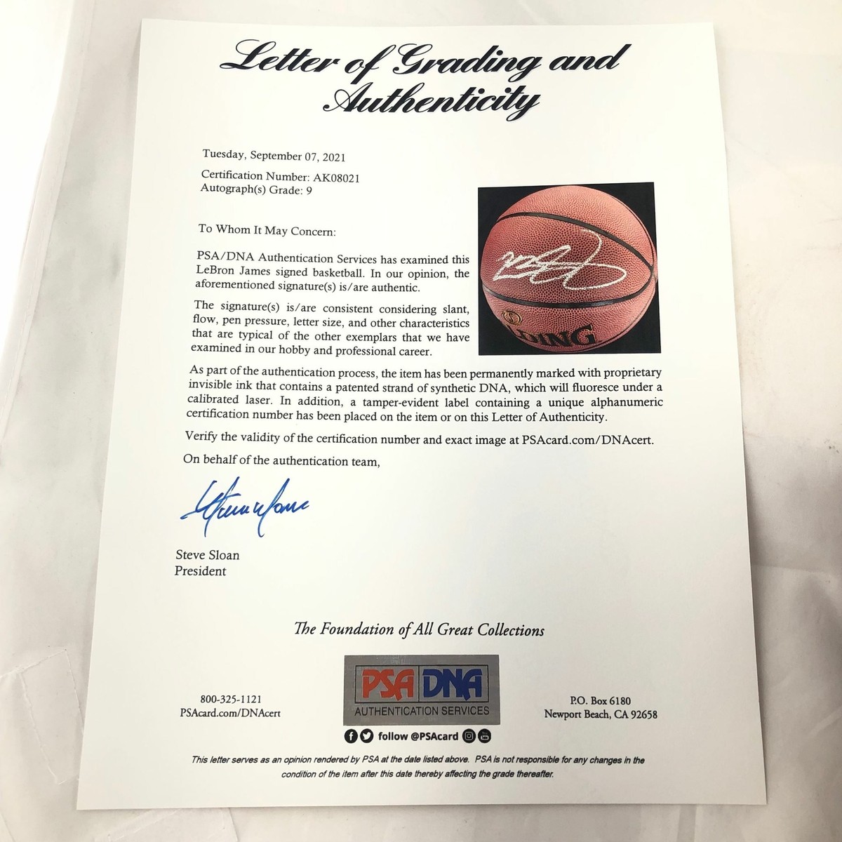 LeBron James Signed Basketball PSA/DNA Auto Grade 9 Los