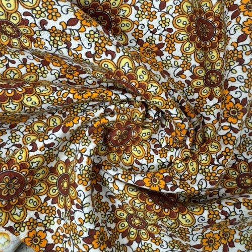 Vintage 1970s Cotton Flannelette Fabric Deadstock Retro Floral Print; 2.2m x87cm - Picture 6 of 7