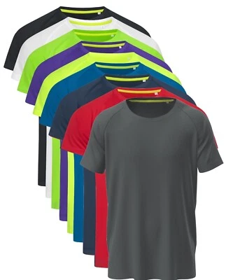 ACTIVE-DRY Atmungsaktives Polyester Raglanärmel Sportliches Athletisches T-Shirt - Bild 1 von 2