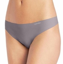 CALVIN KLEIN Women  s Size LARGE Thong Seamless Panty Underwear D3428 Blue Grey
