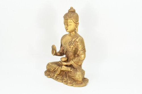 Meditating Shakyamuni Brass Buddha Sculpture Amazing Tibetan Collection Decor - Picture 4 of 7