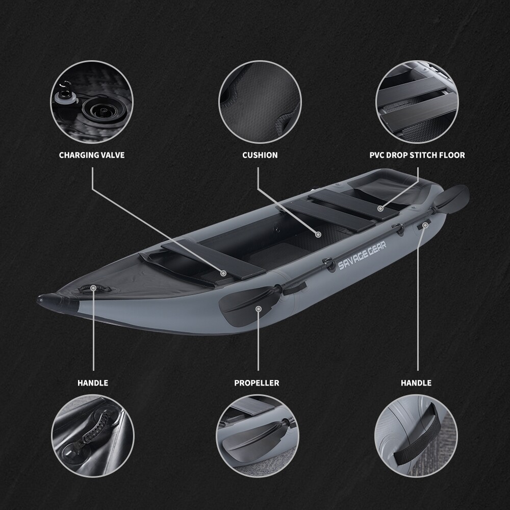2 Person Inflatable Fishing PVC Kayak Boat Rescue Rubber Rowing Boat with Pump