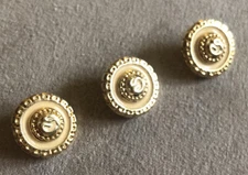 St.John Button Replacement 24KGold/Rhodium Logo Cream Enamel 5/8”round V TG New