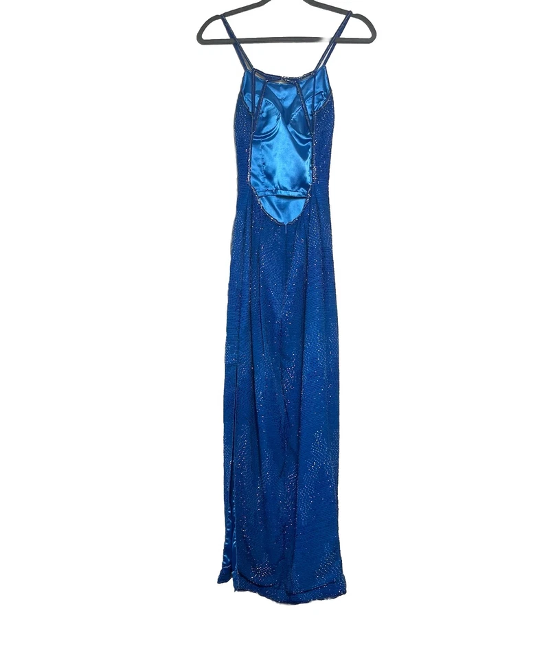 Vestido SCALA de seda con cuentas vintage de los años 90 pequeño azul aguamarina vestido de hadas caprichoso Foto 2 de 4