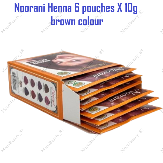 Noorani Henna 6pouches x 10g brown henna hair colour - FREE