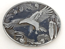 VTG 1993 Native American Indian Eagle Siskiyou 2.5"x3" Belt Buckle