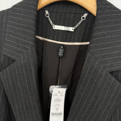 White House Black Market Women's SZ 8 Pinstripe Blazer Jacket Dark Gray NWT - Picture 3 of 5