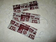 FACE MASKS Adult Size Texas A  M 3 qty. Handmade NEW