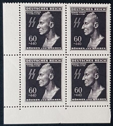 German Third Reich 1943 Occ. Bohemia & Moravia Reinhard Heydrich Block MNH