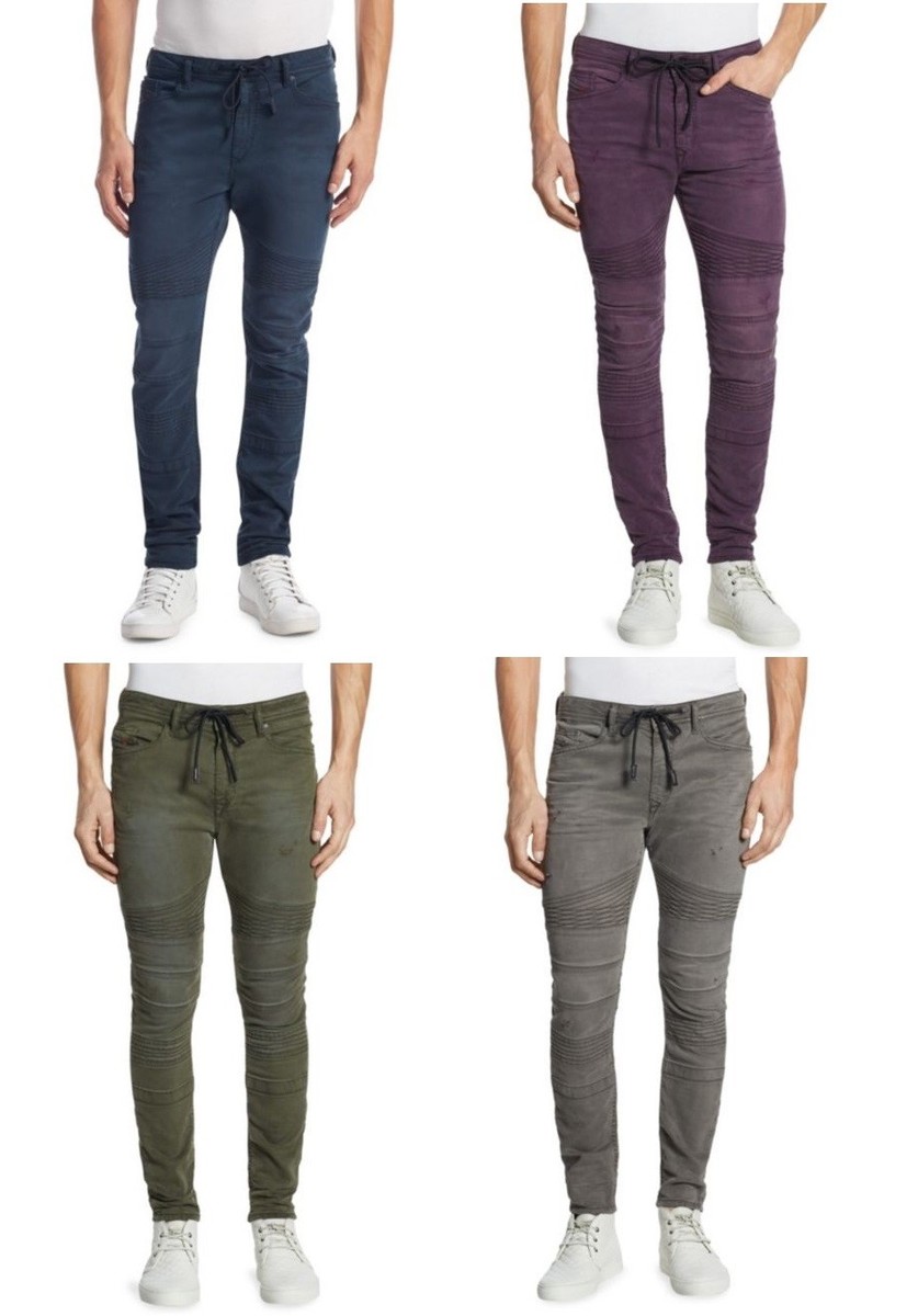 Men's DIESEL BAKARI NE Blue Green Grey Purple Moto Slim Jogg Sweat