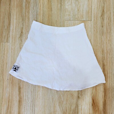 Vintage 90s Women Skirt Linen Short Above Knee White A Line Size M