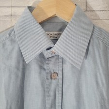 Mens SIMON TAYLOR Shirt Blue Neck 15 Check Short Sleeved Formal Casual Light